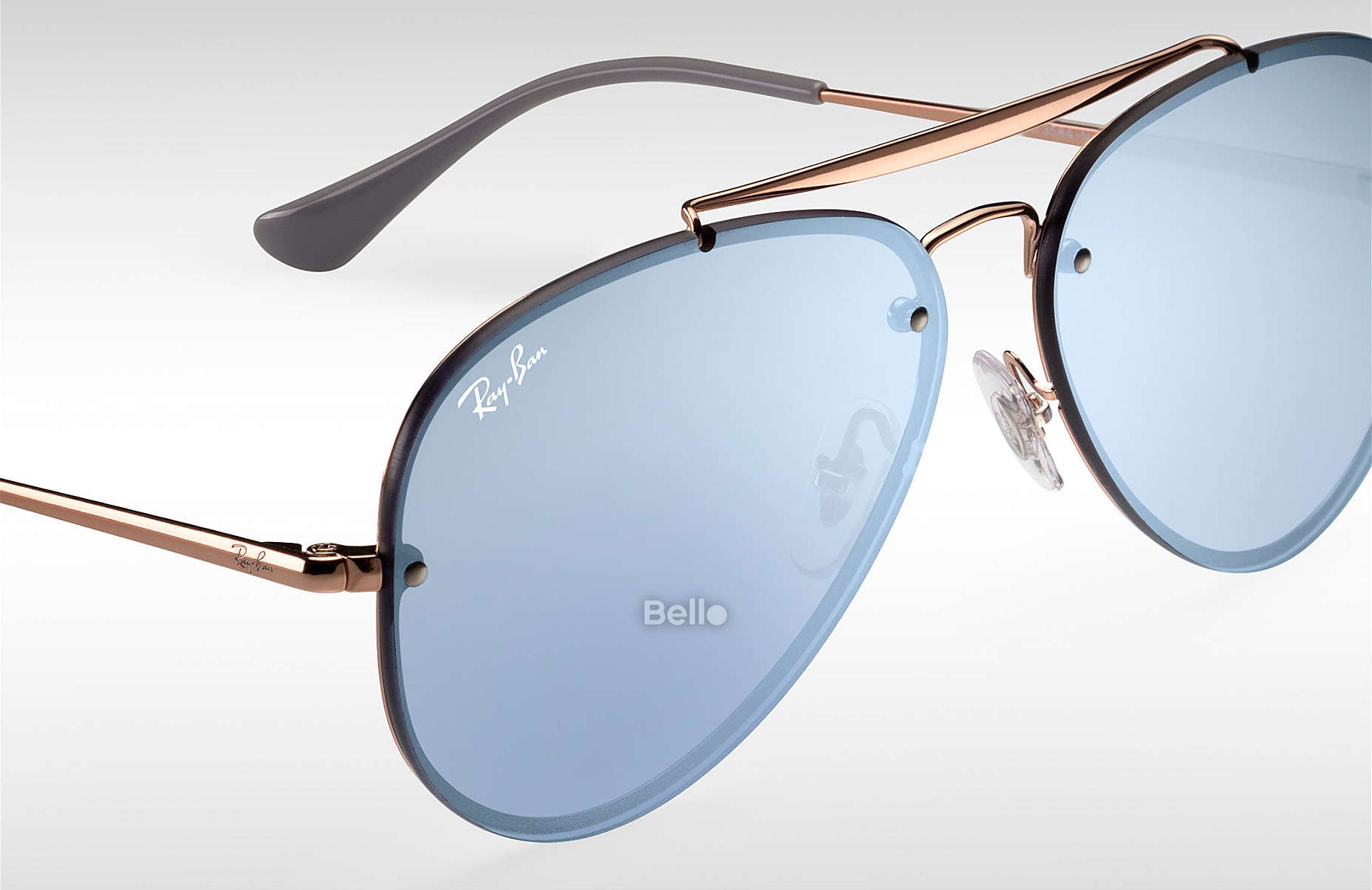 RB3584N 9053/1U Kính râm Ray-Ban chính hãng Ray-Ban Blaze Aviator Gọng vàng, mắt tráng gương xanh