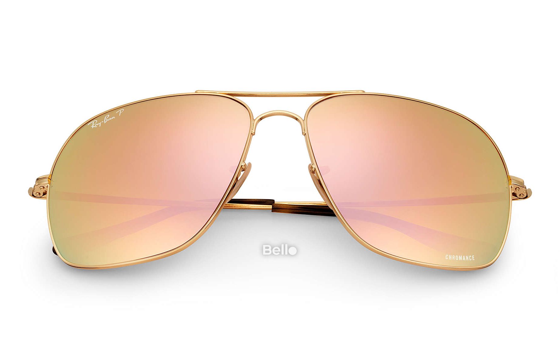 RB3587CH 001/I0 Kính râm Ray-Ban chính hãng Ray-Ban Chromance Gọng màu vàng gold, mắt tráng gương vàng hồng polarized chromance