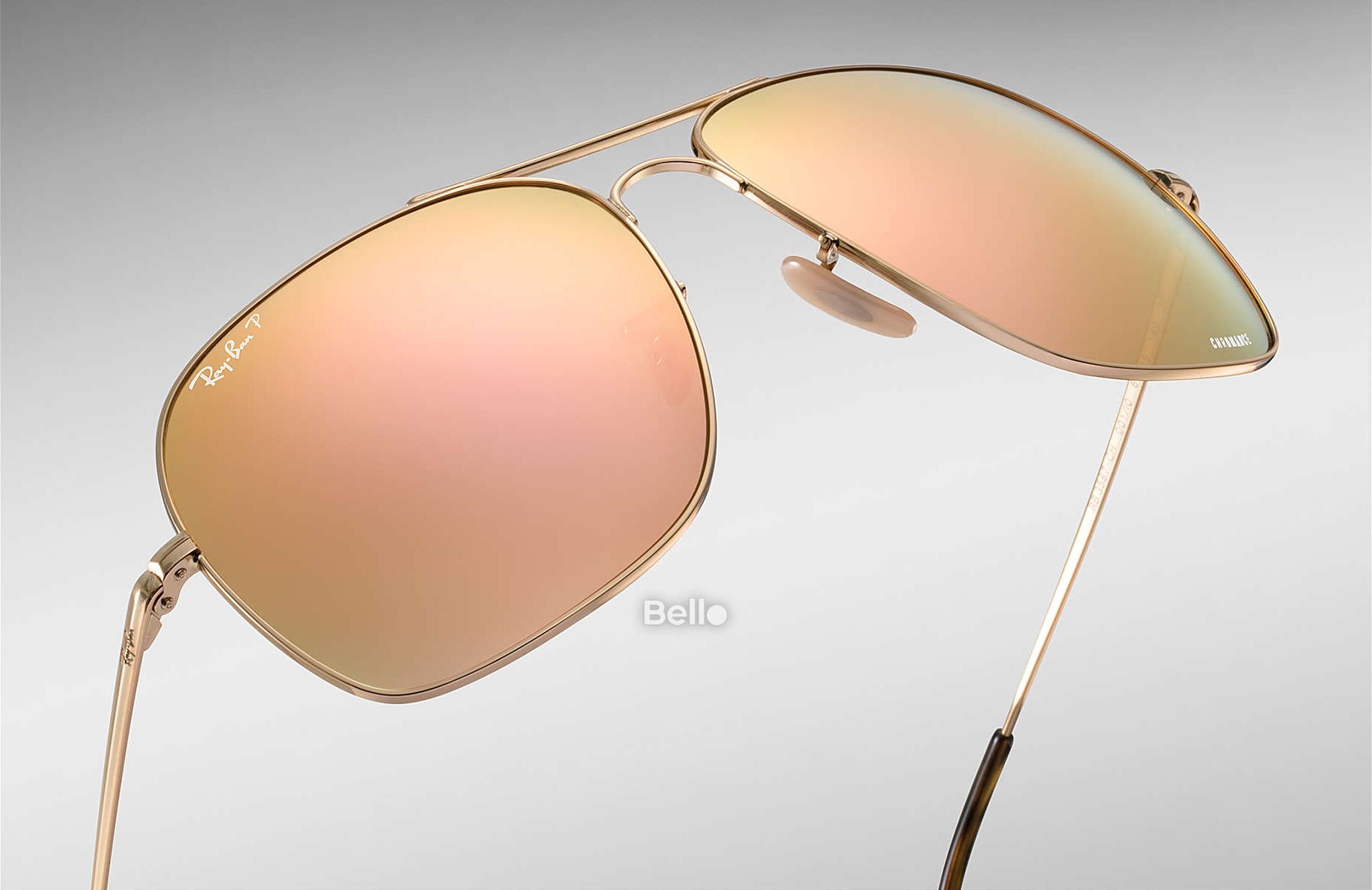RB3587CH 001/I0 Kính râm Ray-Ban chính hãng Ray-Ban Chromance Gọng màu vàng gold, mắt tráng gương vàng hồng polarized chromance