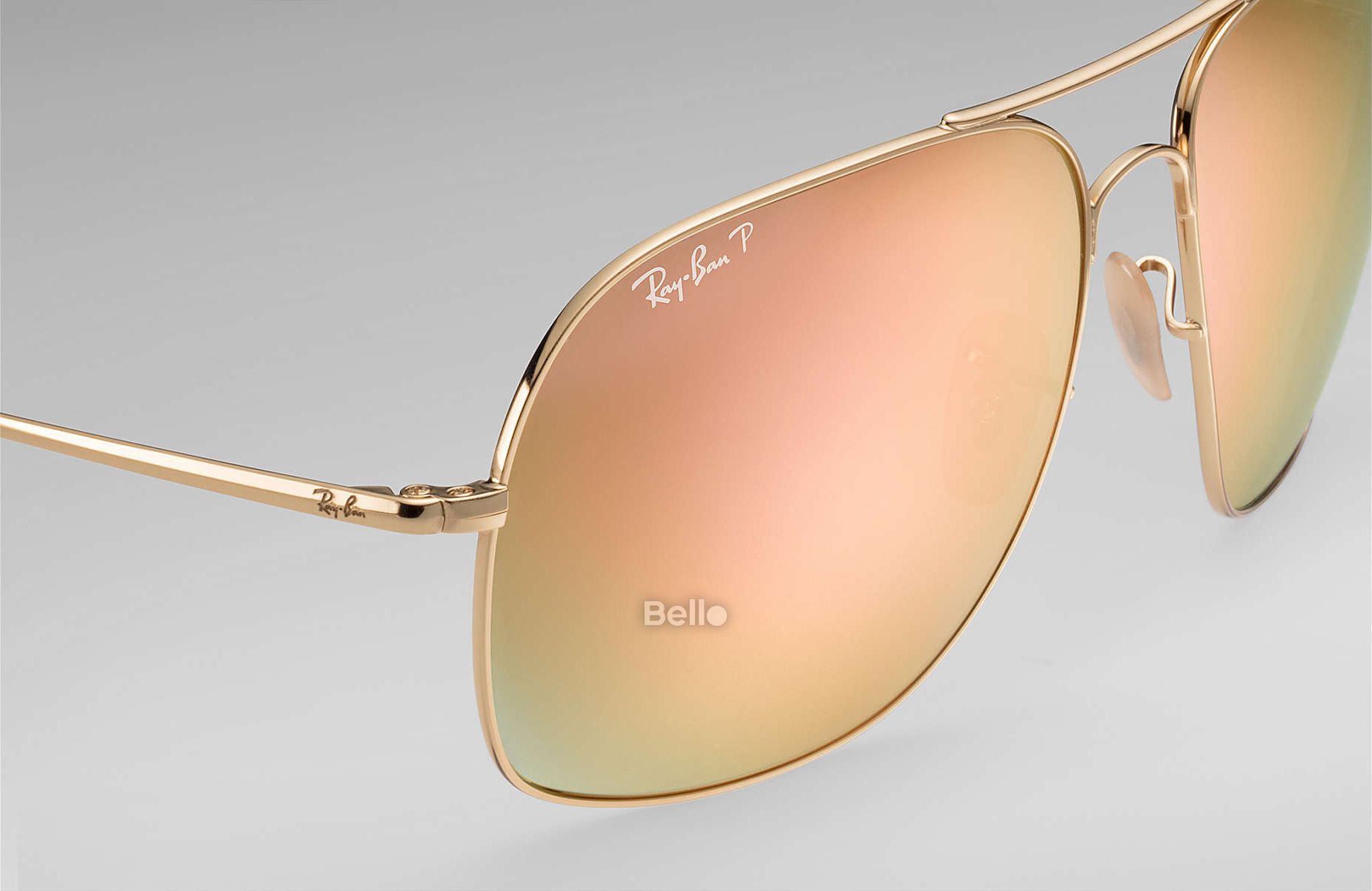 RB3587CH 001/I0 Kính râm Ray-Ban chính hãng Ray-Ban Chromance Gọng màu vàng gold, mắt tráng gương vàng hồng polarized chromance