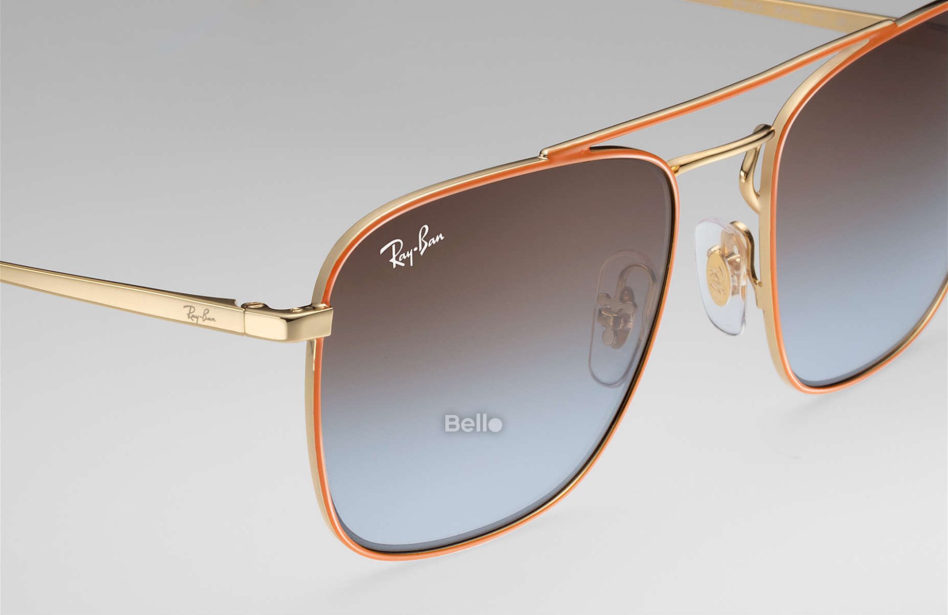RB3588 9061/2W Kính râm Ray-Ban chính hãng Gọng màu cam, vàng gold, mắt nâu gradient