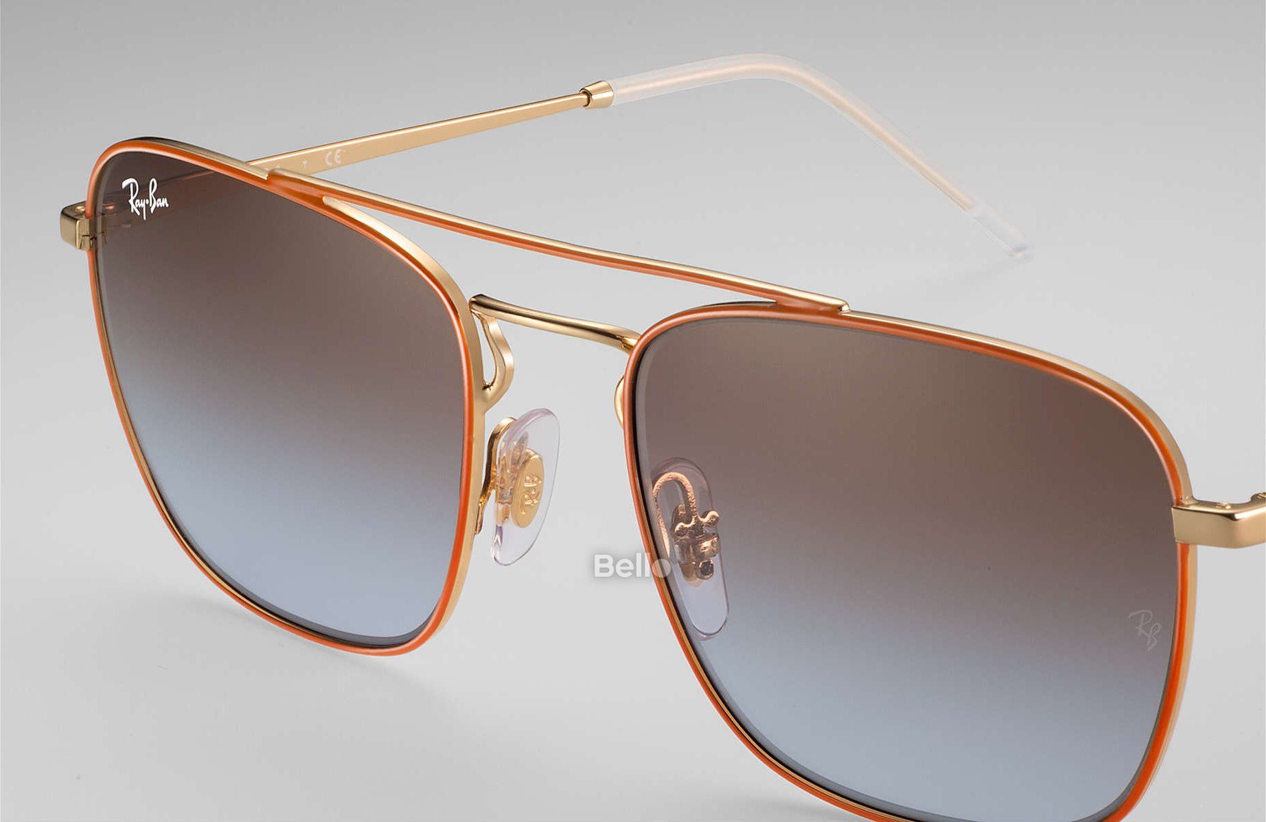 RB3588 9061/2W Kính râm Ray-Ban chính hãng Gọng màu cam, vàng gold, mắt nâu gradient
