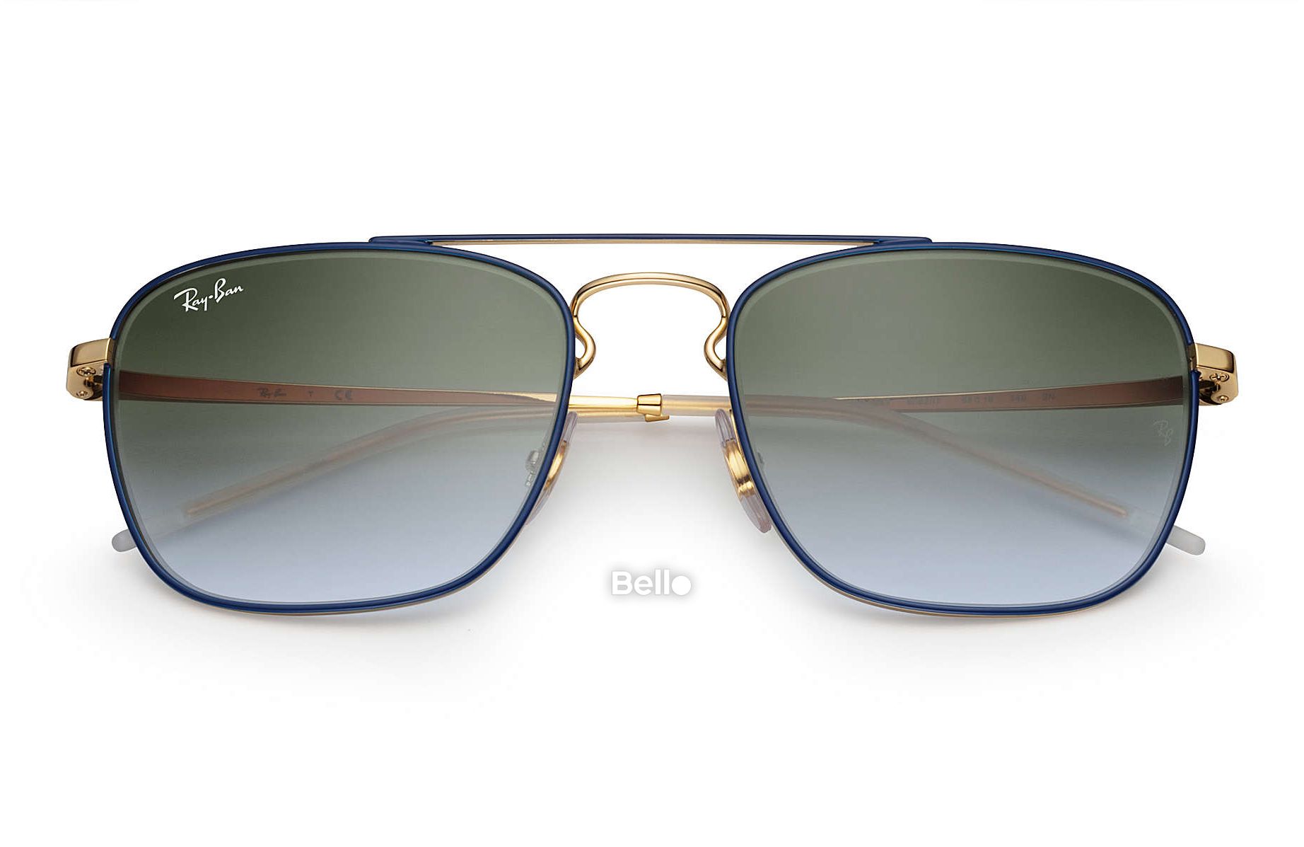Ray-Ban RB3588 9062/I7 Kính râm Ray-Ban chính hãng Gọng màu xanh dương, vàng gold, mắt xanh lá gradient