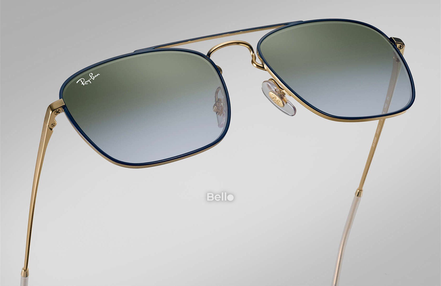 Ray-Ban RB3588 9062/I7 Kính râm Ray-Ban chính hãng Gọng màu xanh dương, vàng gold, mắt xanh lá gradient