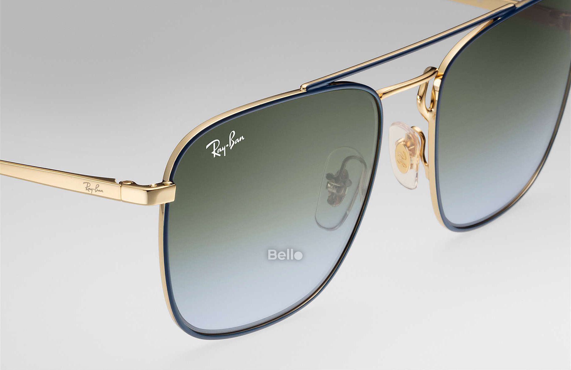 Ray-Ban RB3588 9062/I7 Kính râm Ray-Ban chính hãng Gọng màu xanh dương, vàng gold, mắt xanh lá gradient