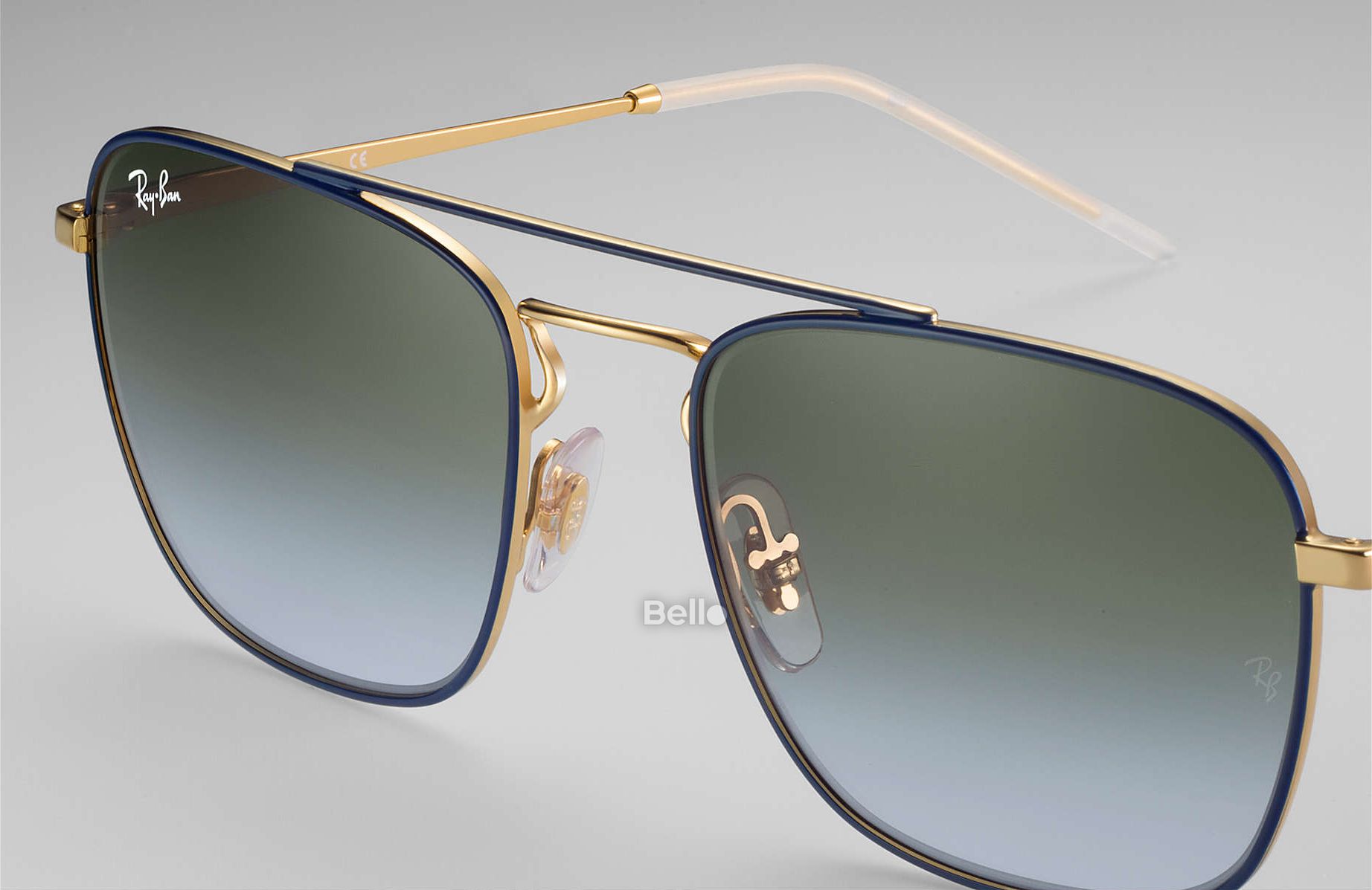 Ray-Ban RB3588 9062/I7 Kính râm Ray-Ban chính hãng Gọng màu xanh dương, vàng gold, mắt xanh lá gradient