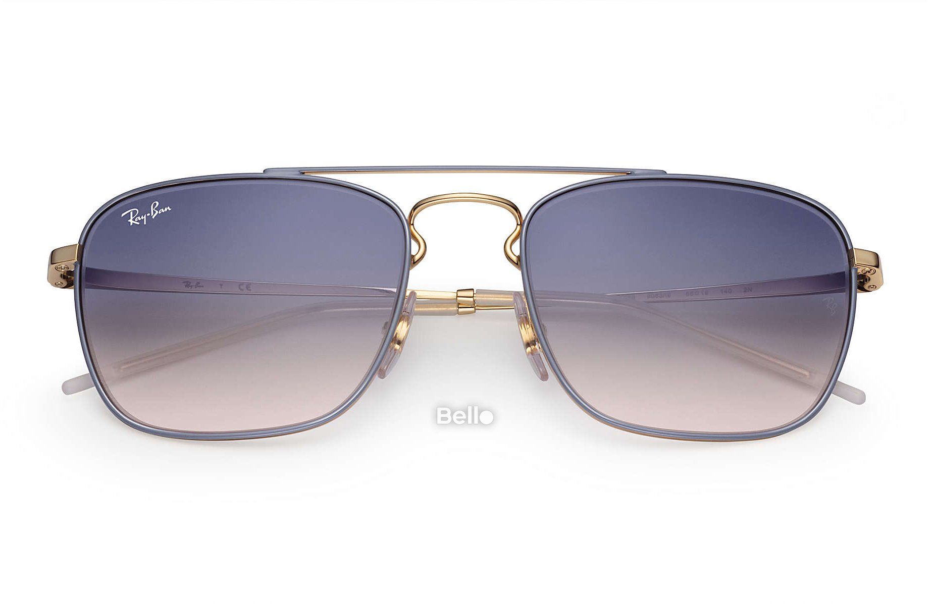 RB3588 9063/I9 Kính râm Ray-Ban chính hãng Gọng màu xám, vàng gold, mắt xanh dương gradient