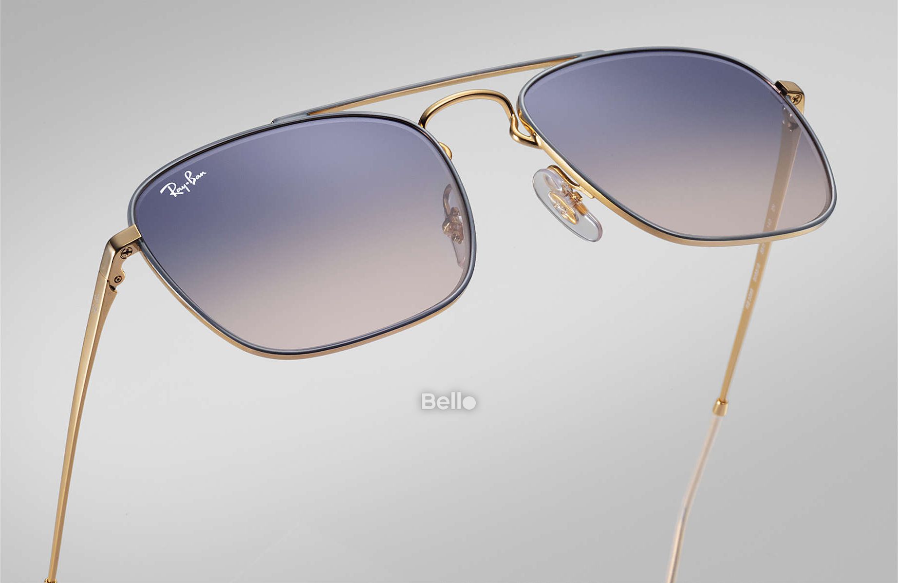 RB3588 9063/I9 Kính râm Ray-Ban chính hãng Gọng màu xám, vàng gold, mắt xanh dương gradient