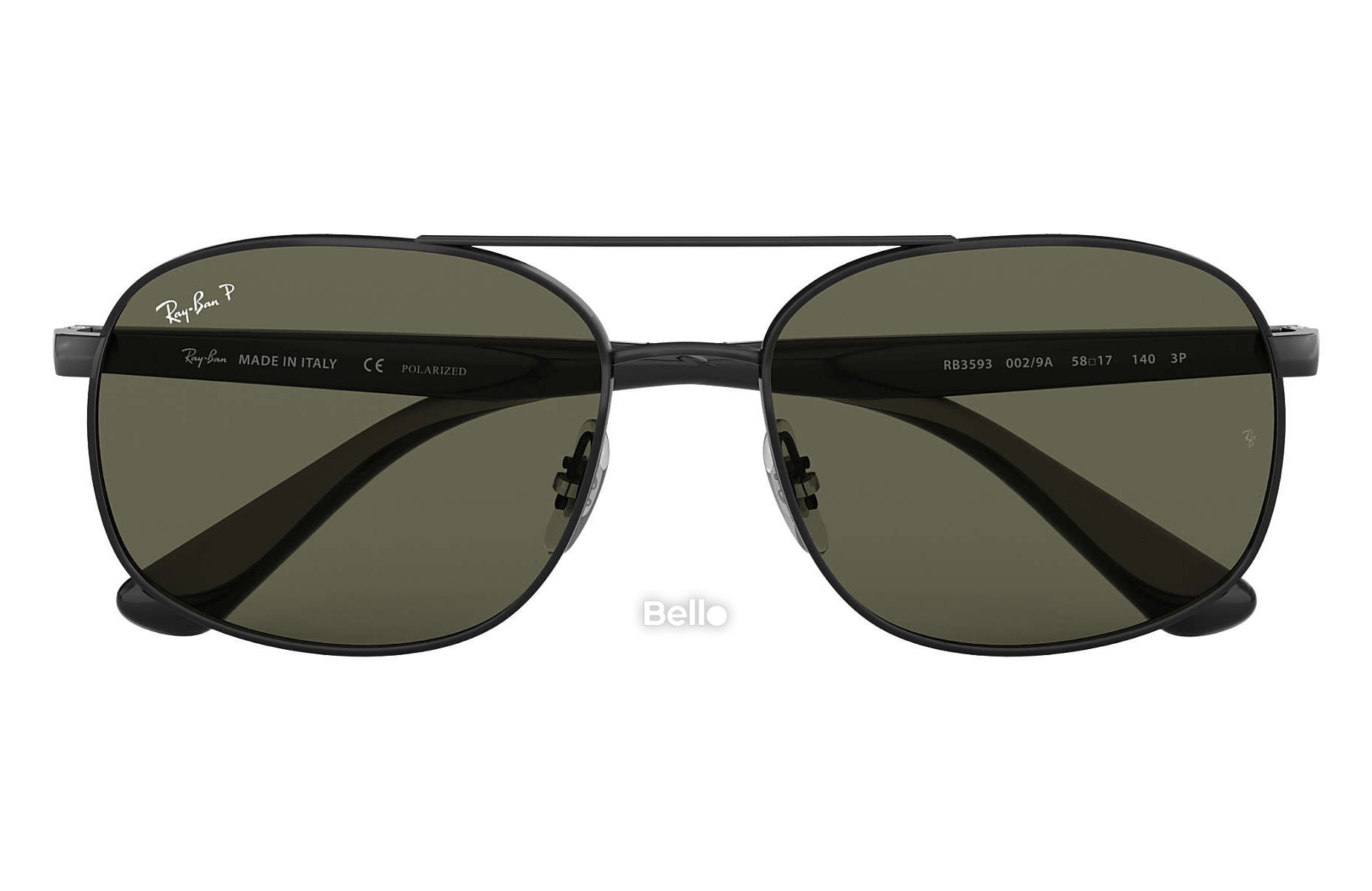 RB3593 002/9A Kính râm Ray-Ban chính hãng Gọng đen xám, mắt xanh đen G-15 polarized