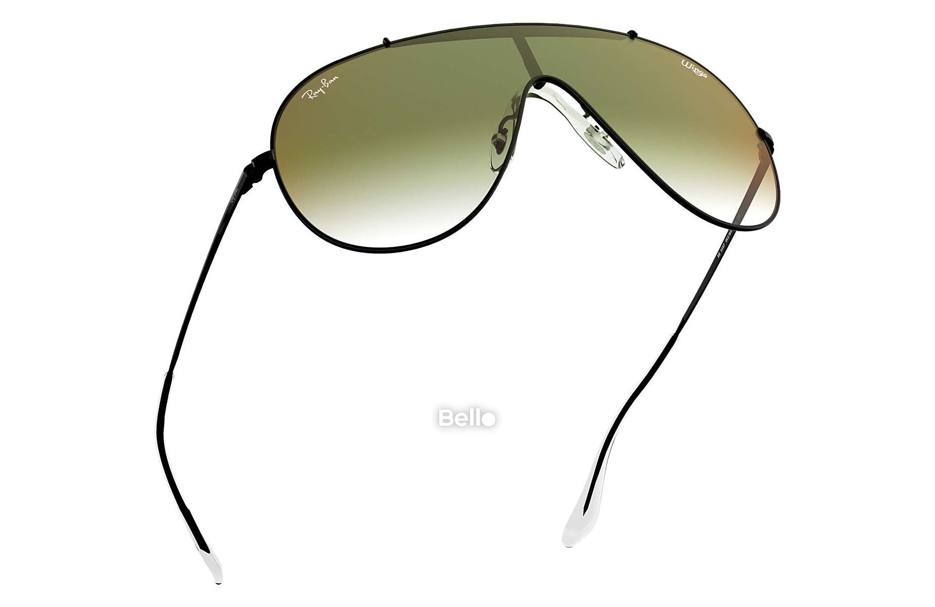 RB3597 002/W0 Kính râm Ray-Ban chính hãng Ray-Ban Wings Gọng màu đen, mắt tráng gương xanh lá gradient