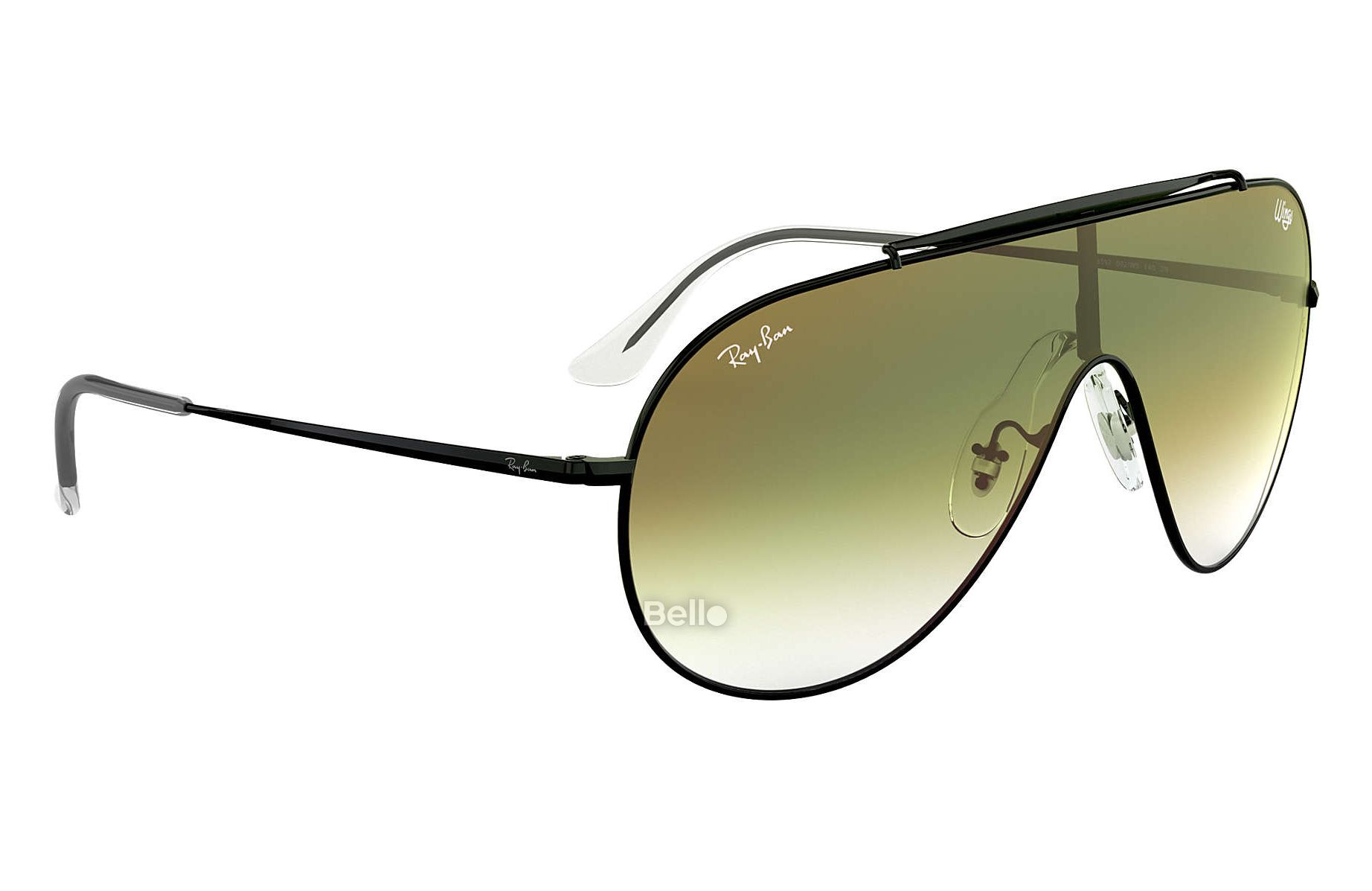 RB3597 002/W0 Kính râm Ray-Ban chính hãng Ray-Ban Wings Gọng màu đen, mắt tráng gương xanh lá gradient