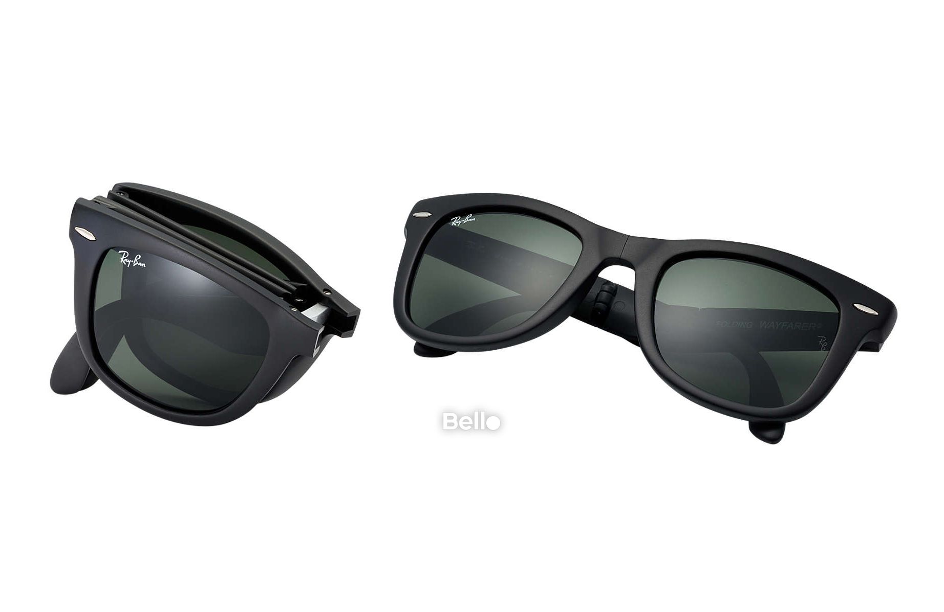 RB4105 601S Size 54 Kính râm Ray-Ban chính hãng Ray-Ban Wayfarer Folding Classic Gọng đen nhám, mắt xanh đen G-15
