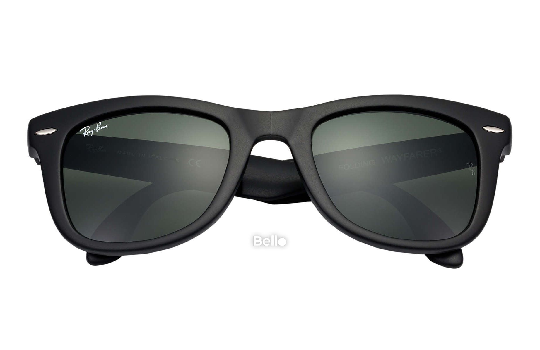 RB4105 601S Size 54 Kính râm Ray-Ban chính hãng Ray-Ban Wayfarer Folding Classic Gọng đen nhám, mắt xanh đen G-15