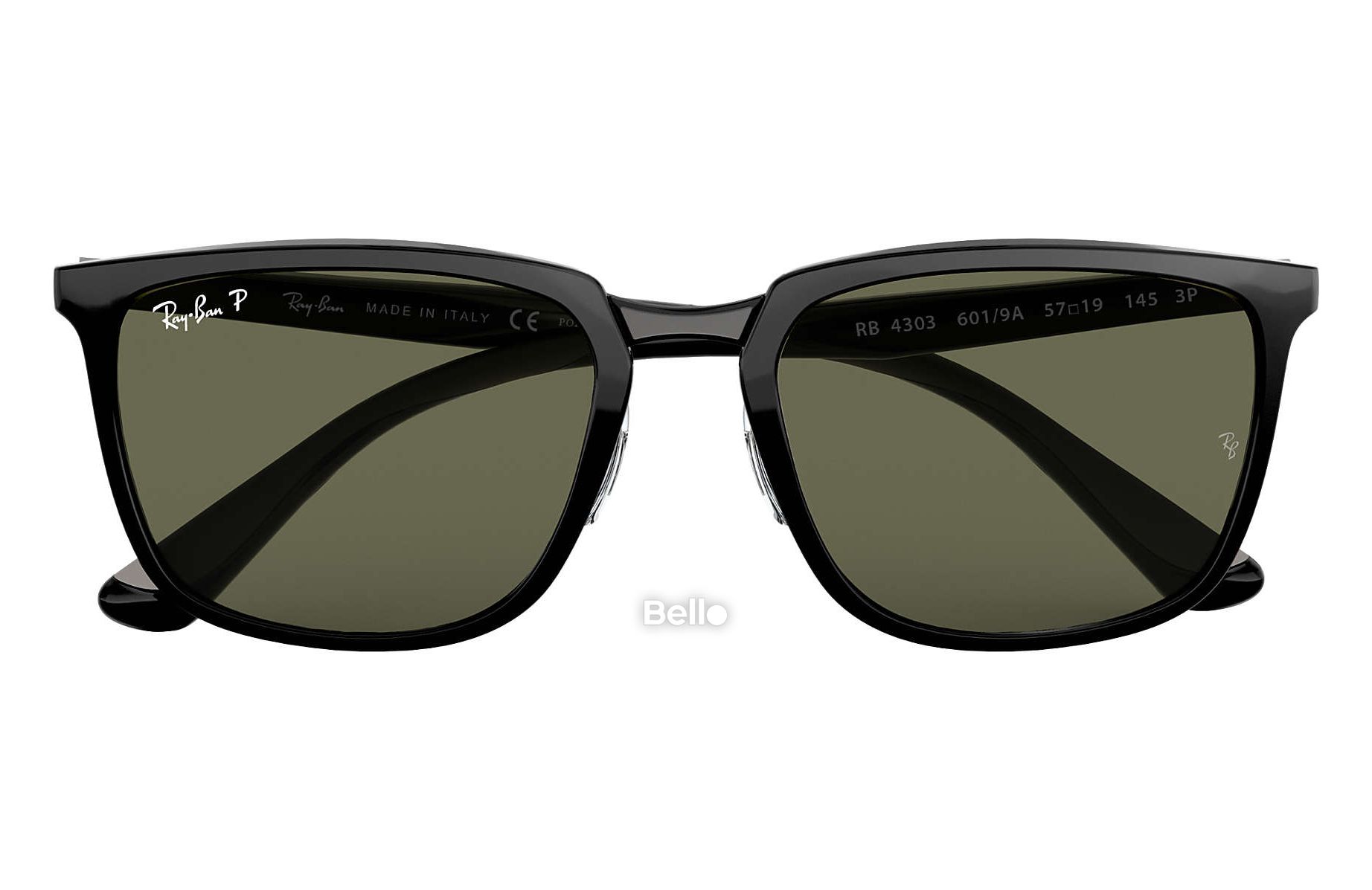 RB4303 601/9A Kính râm Ray-Ban chính hãng Gọng đen nâu sáng, mắt xanh đen G-15 polarized