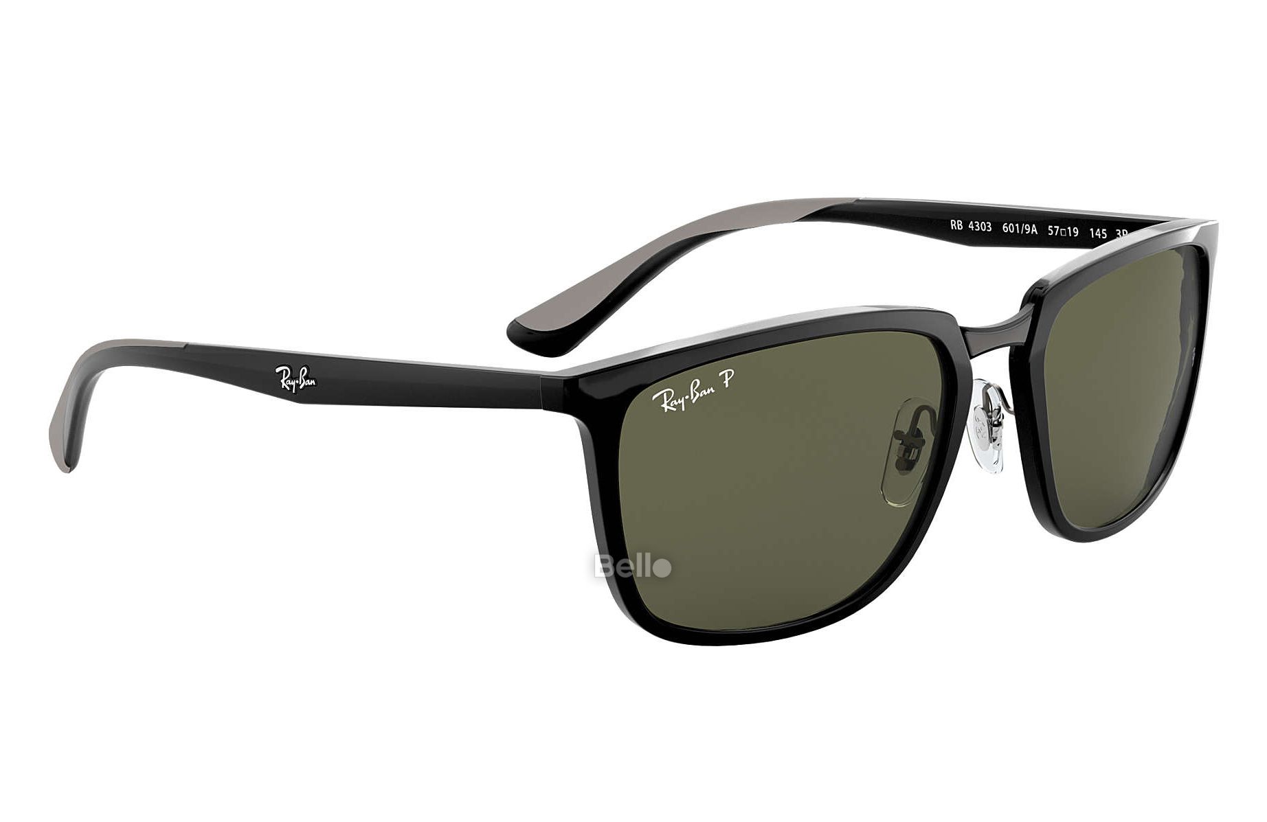 RB4303 601/9A Kính râm Ray-Ban chính hãng Gọng đen nâu sáng, mắt xanh đen G-15 polarized