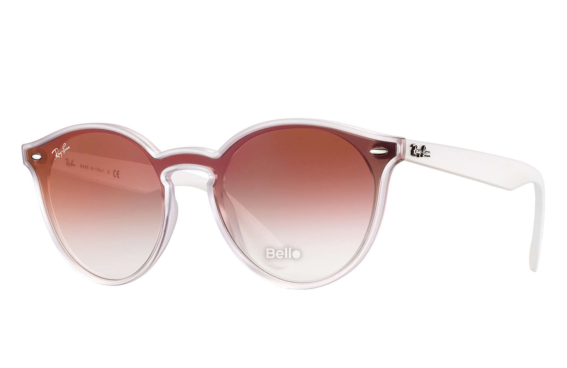 Ray-Ban Blaze Round RB4380NF 6357/V0 Kính râm Ray-Ban chính hãng Gọng đỏ trong suốt, mắt tráng gương đỏ gradient