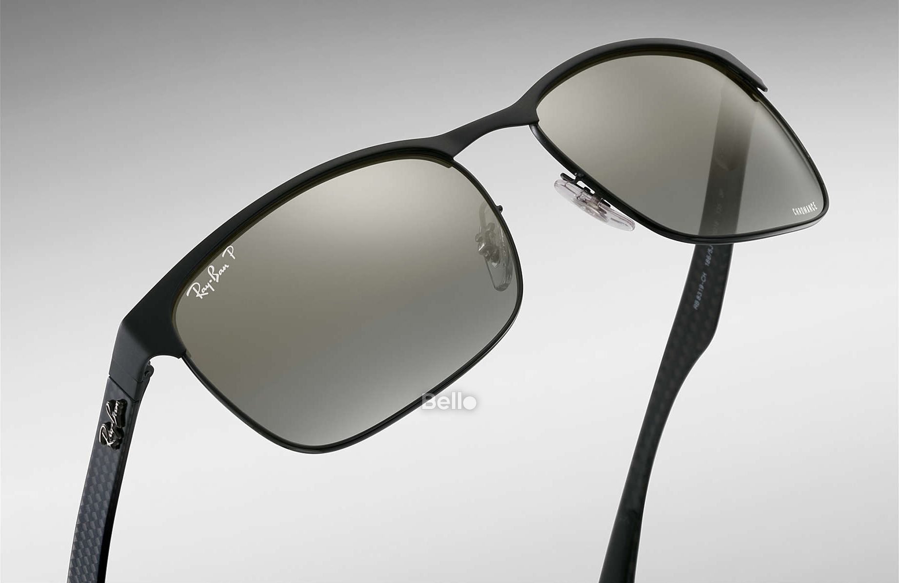 RB8319CH 186/5J Kính râm Ray-Ban chính hãng Ray-Ban Chromance Gọng màu đen, mắt tráng gương bạc polarized chromance
