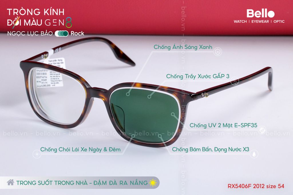  Tròng Kính Đổi Màu Essilor Transitions Gen 8 Ngọc Lục Bảo Emerald Green 