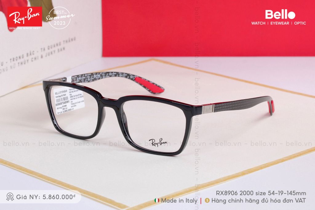  Gọng Kính Ray-Ban RX8906 2000 size 54 chính hãng GIÁ TỐT LIÊN HỆ 0948.74.5959 (Mrs.Hà) 