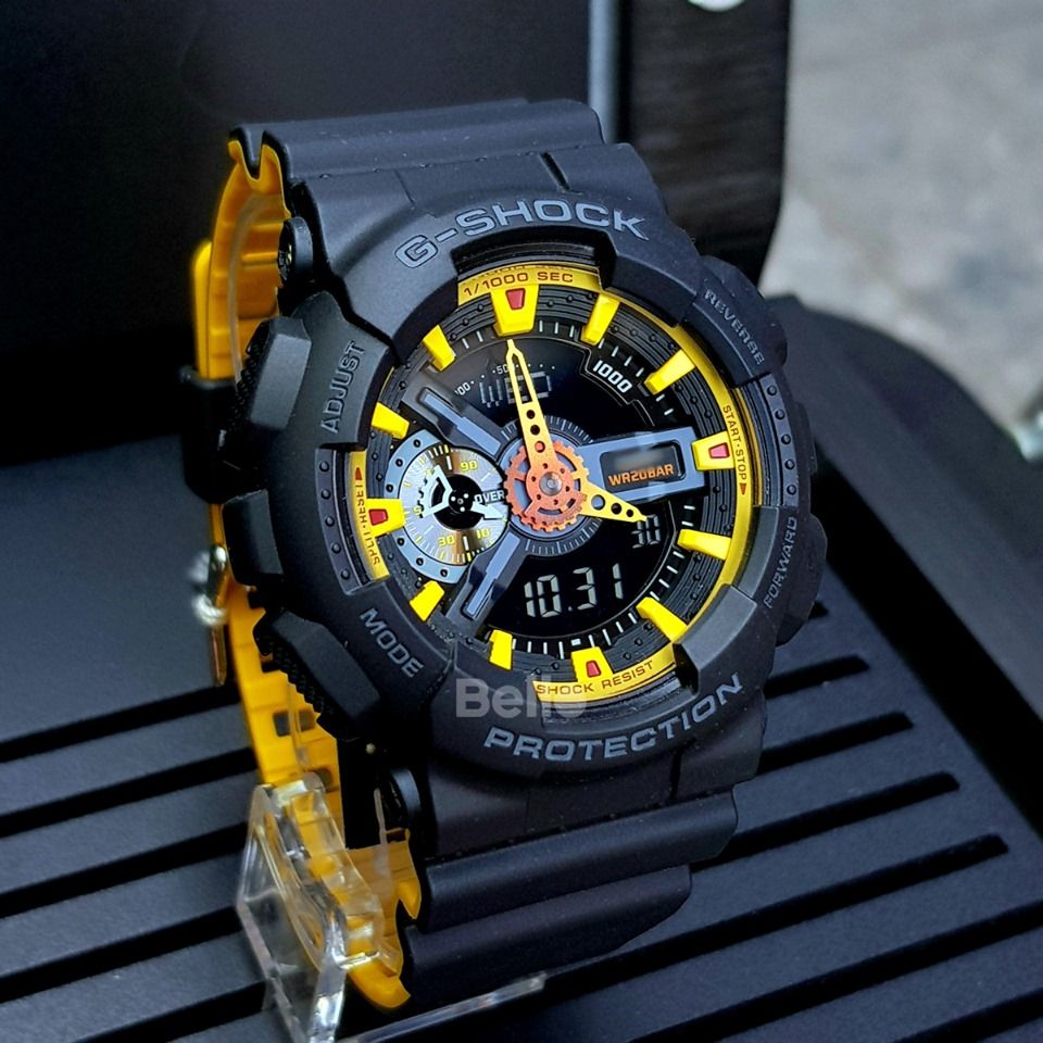 GA-110BY-1A - Đồng hồ Casio G-Shock chính hãng - Dây đen vàng nhám 2 lớp