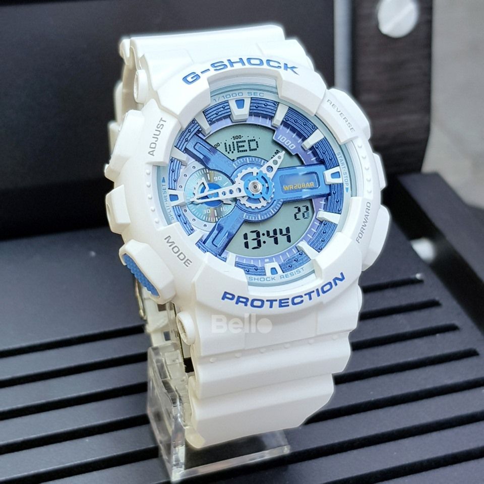 GA-110WB-7A - Đồng hồ Casio G-Shock chính hãng - Dây trắng kết hợp mặt xanh trẻ trung.