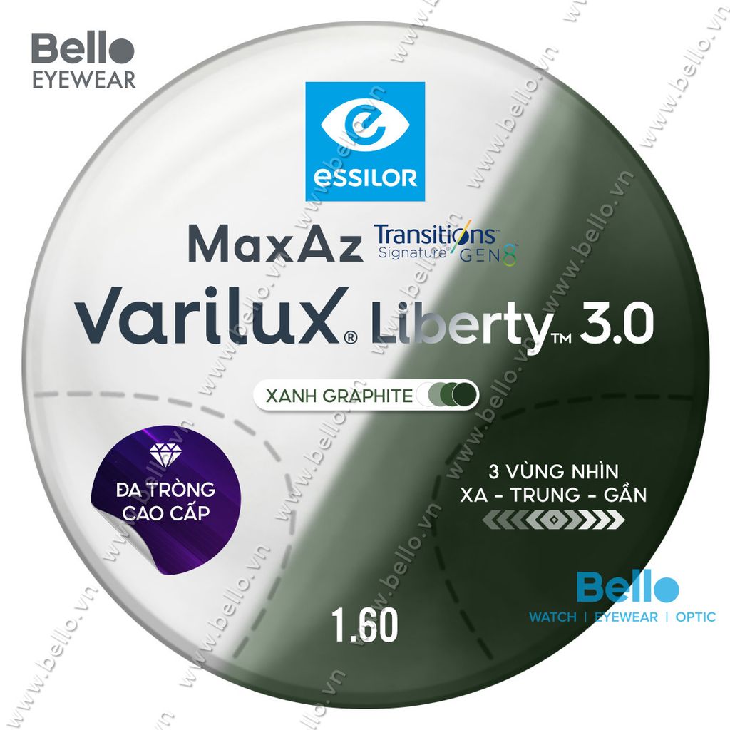  Essilor Varilux Liberty 3.0 Transitions Signature Gen 8 Xanh Lá 