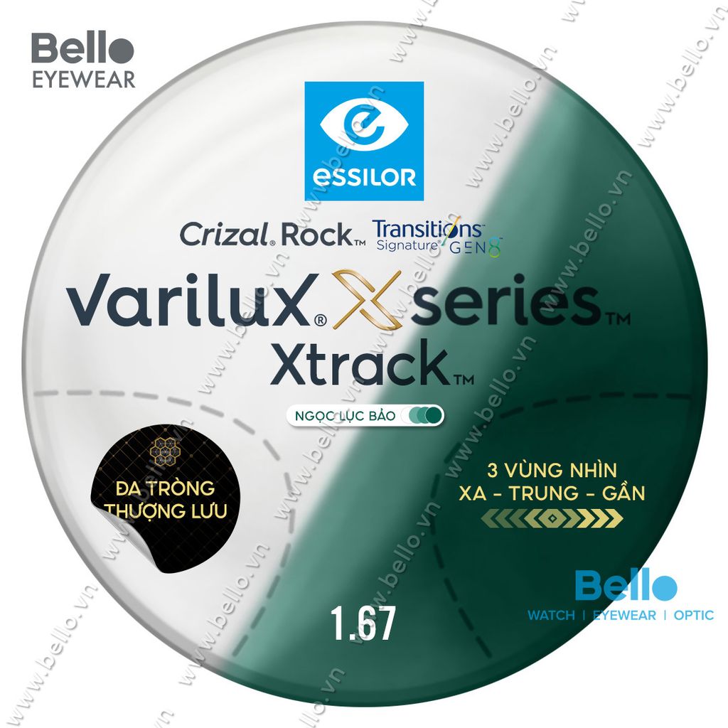  Essilor Varilux X Series X Track Transitions Signature Gen 8 Ngọc Lục Bảo 