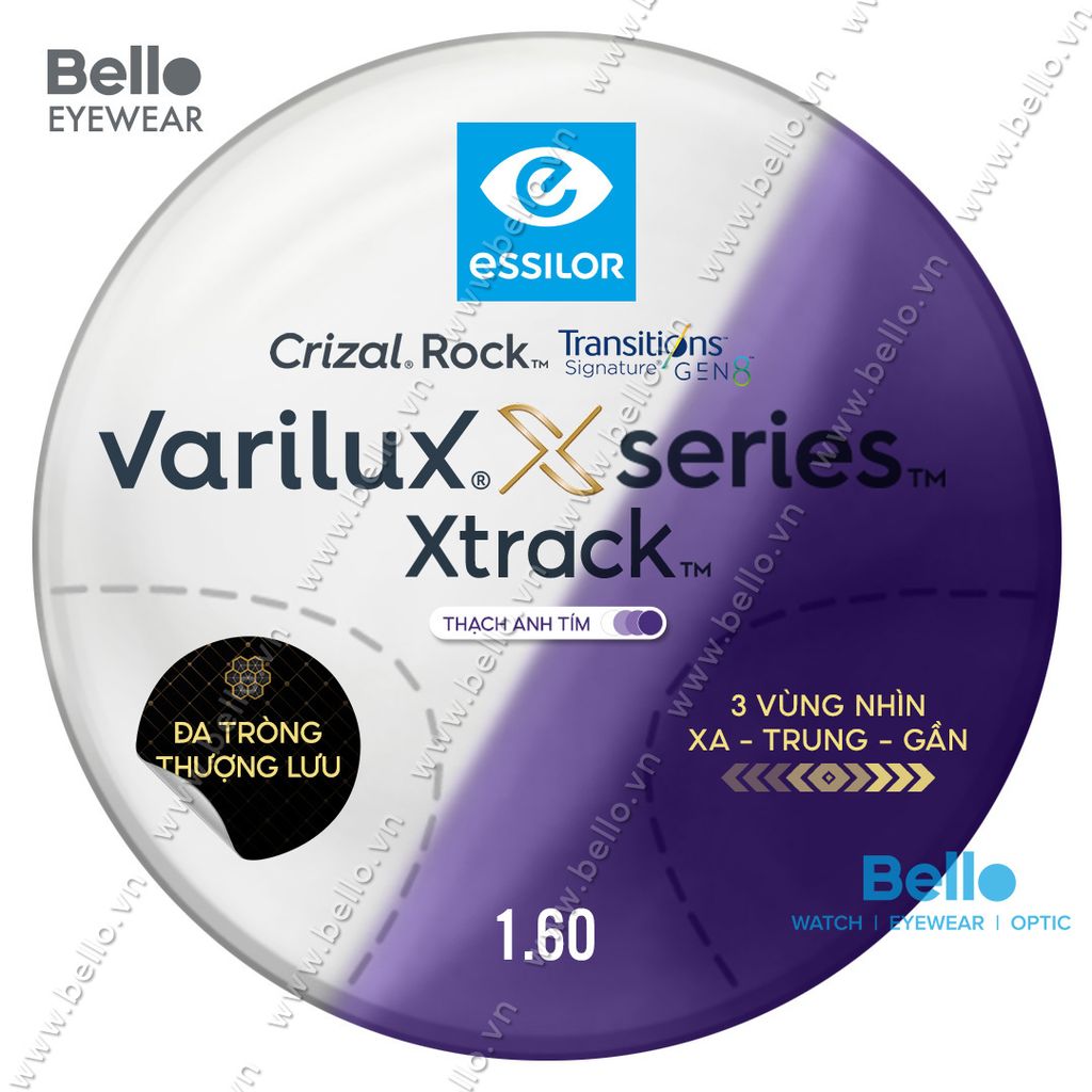  Essilor Varilux X Series X Track Transitions Signature Gen 8 Thạch Anh Tím 