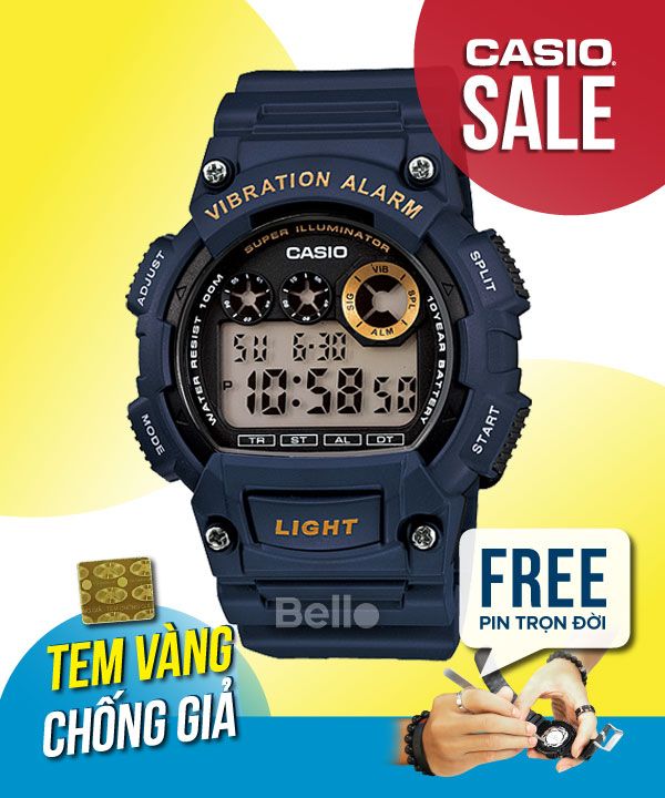 Đồng hồ Casio Nam W-735H-2A chính hãng, giá rẻ, Thay Pin Trọn Đời