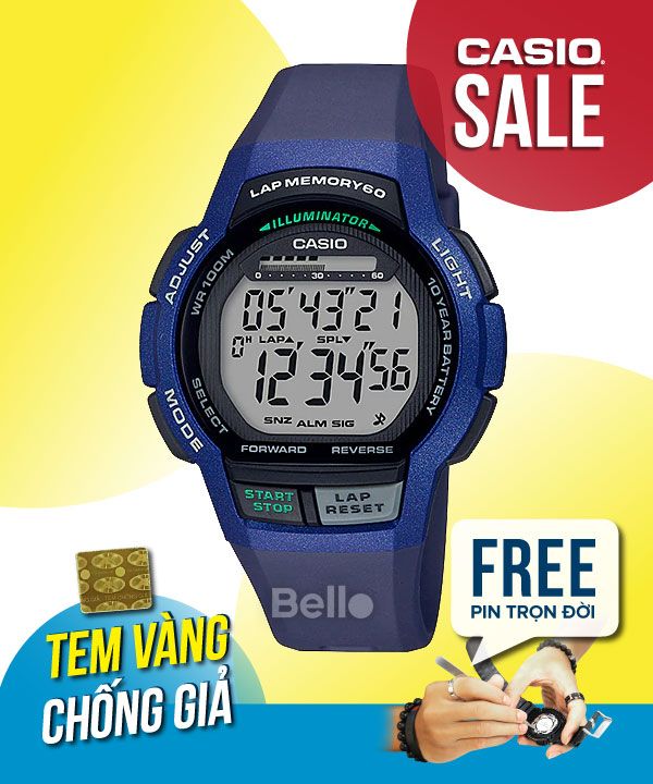 Đồng hồ Casio Nam WS-1000H-2A chính hãng, giá rẻ, Thay Pin Trọn Đời
