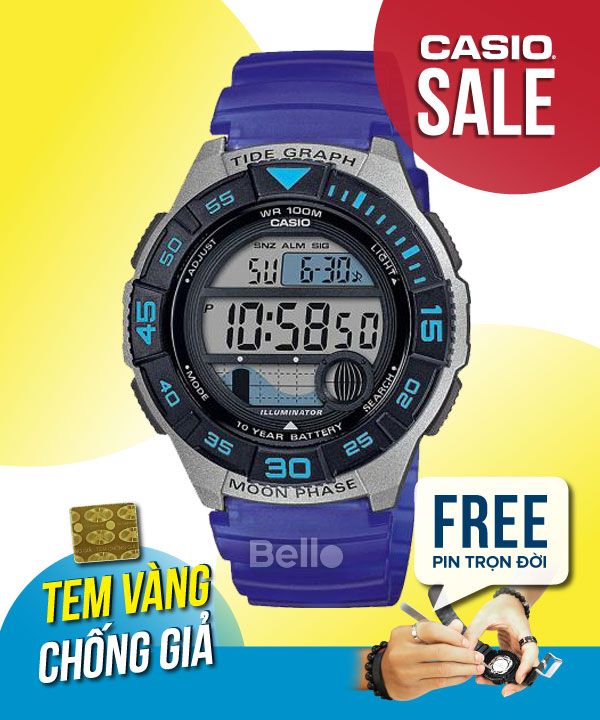 Đồng hồ Casio Nam WS-1100H-2A chính hãng, giá rẻ, Thay Pin Trọn Đời