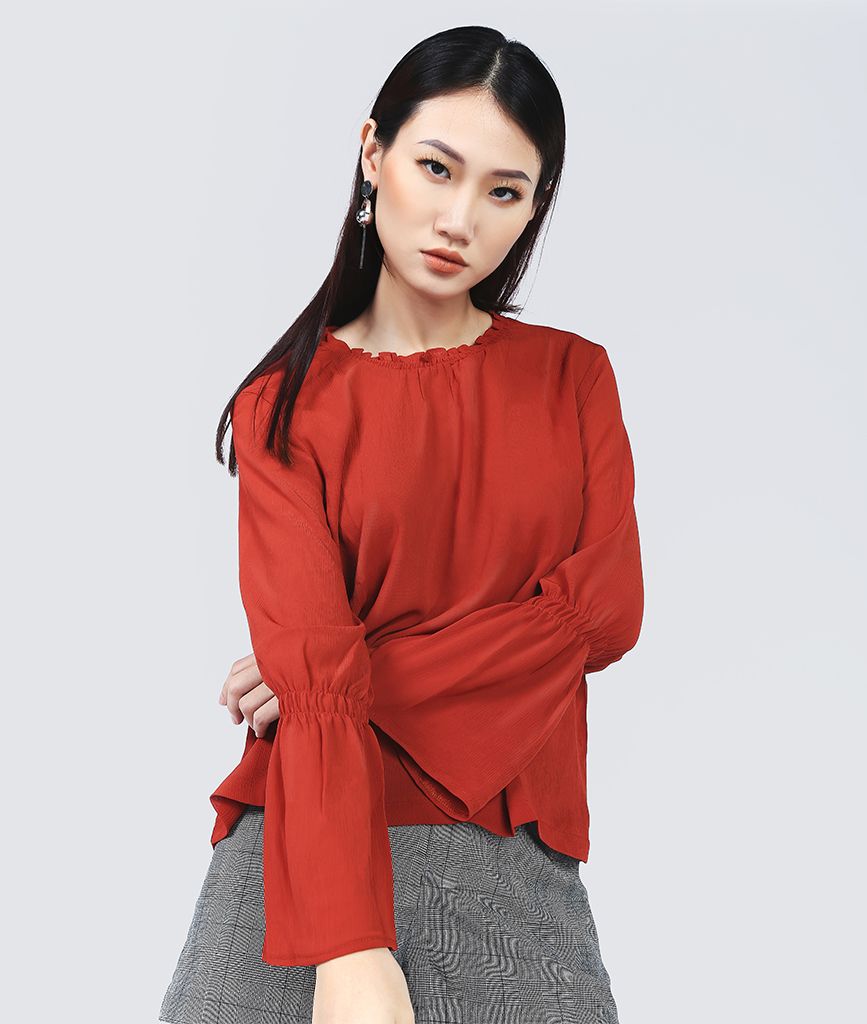 Áo kiểu thô tay loe