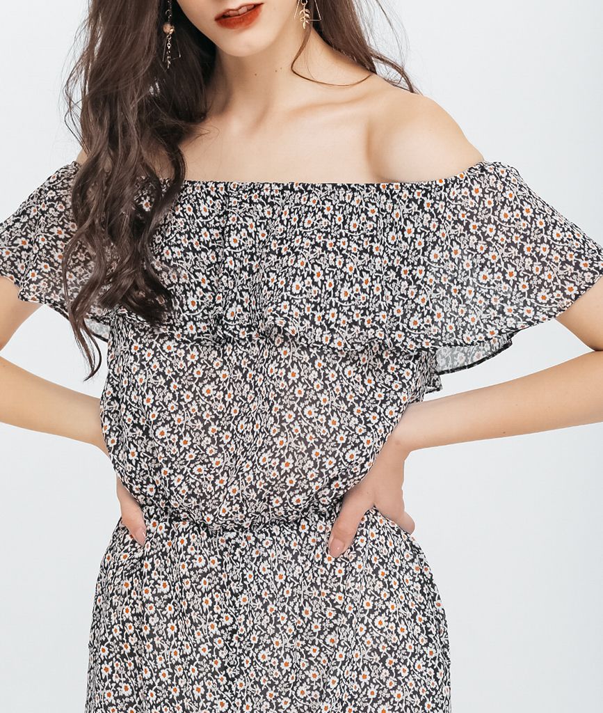 Jumpsuit Ngắn Tuytsi Bẹt Vai