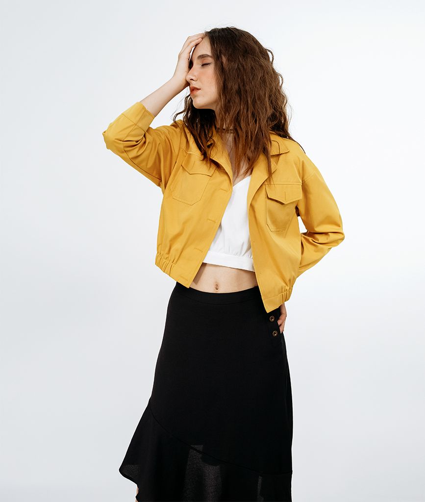 Khoác Bomber Thô 2 Nắp Túi