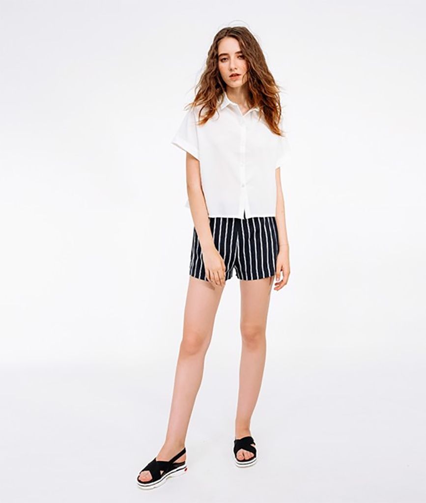 Quần Shorts Thô Ống Suông Họa Tiết