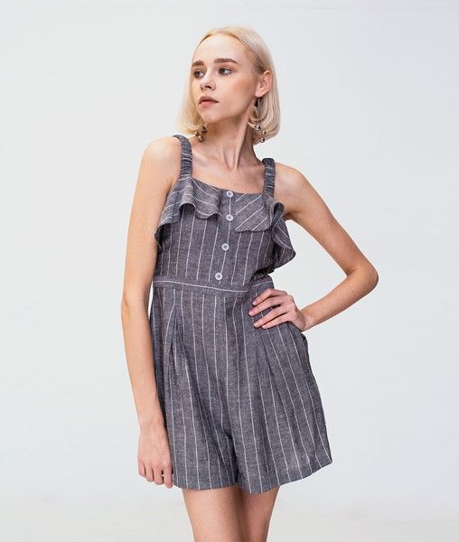 Jumpsuit Shorts Dây Vai Nhún Thun