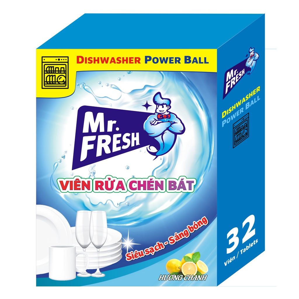 Viên rửa chén bát Mr.Fresh hộp 32 viên