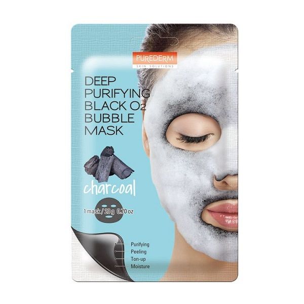 Mặt Nạ Làm Sạch Than Hoạt Tính Purederm Deep Purifying Black 02 Bubble 20g (Store 5871,5873)