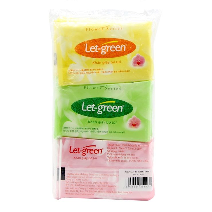 Khăn Giấy Bỏ Túi Let-green Hương Hoa 9 Gói 10 Miếng