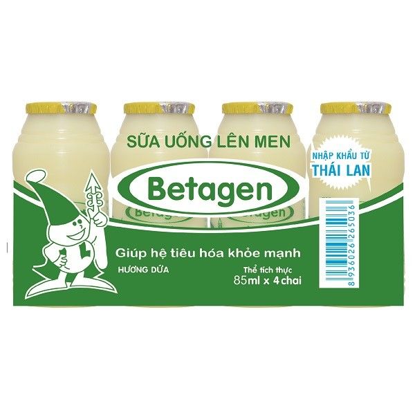 Sữa Uống Lên Men Betagen Hương Dứa 85mlx4
