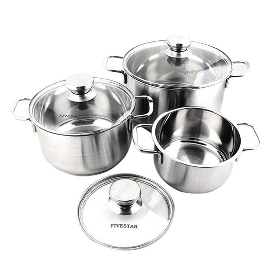 BỘ NỒI FIVE STAR 3 CÁI NẮP KIẾNG FS06CG