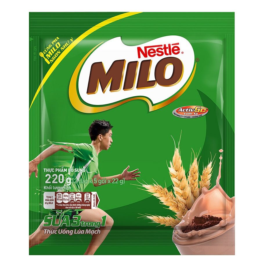 Milo 3IN1 Lô 2 Túi (10x22g) + Ly Cúp Nhựa