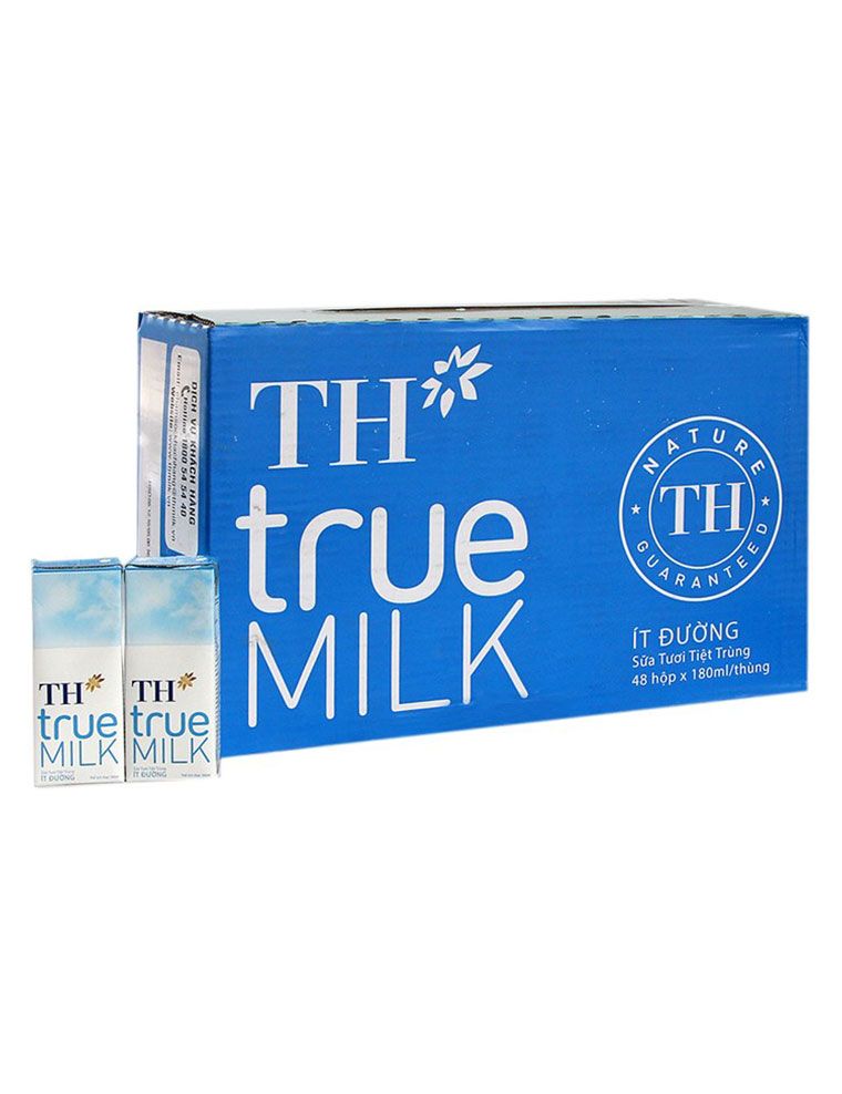 Thùng 12 Lốc Sữa Tươi Tiệt Trùng Th True Milk Ít Đường 180Mlx4