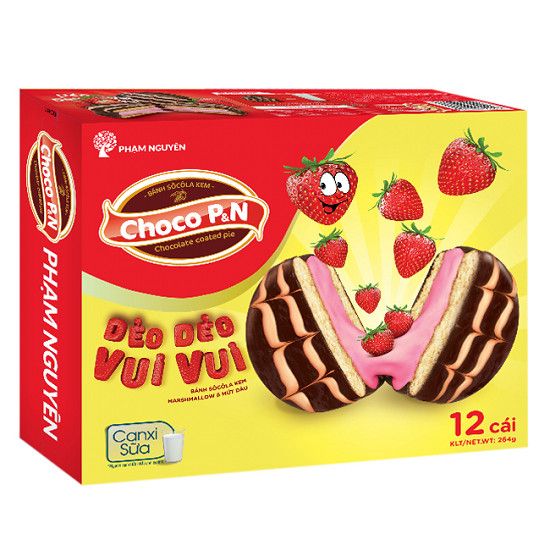 Bánh Choco P&N Dâu 264g