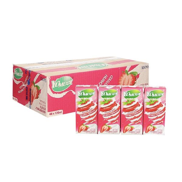 Thùng Sữa Chua Lên Men Yomost Dâu 170mlx4