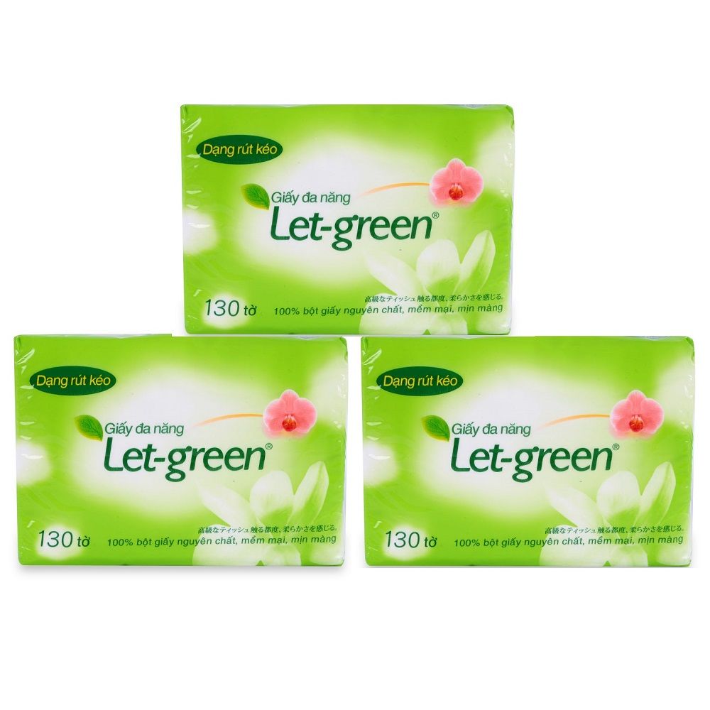 Lô 3 Giấy Đa Năng Let Green 130 Tờ 10x21cm
