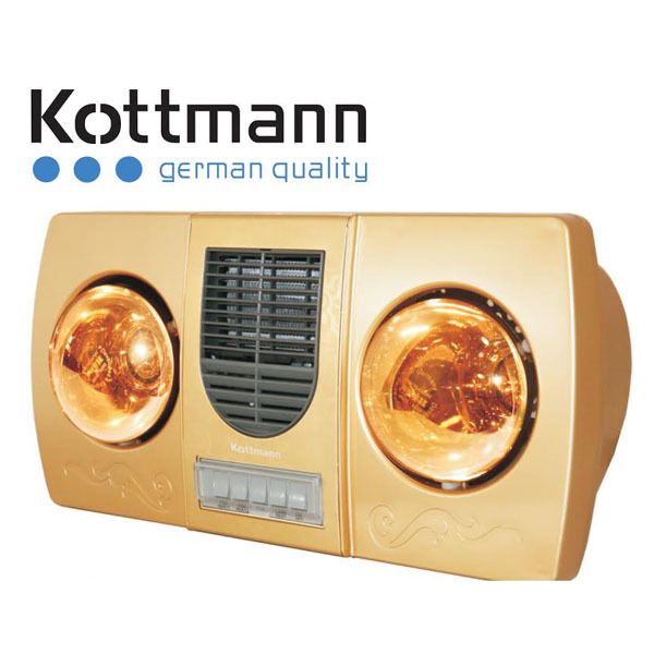 Đèn Sưởi 2 Bóng Kottmann Kèm Thổi Gió Nóng K2B-HW Vàng