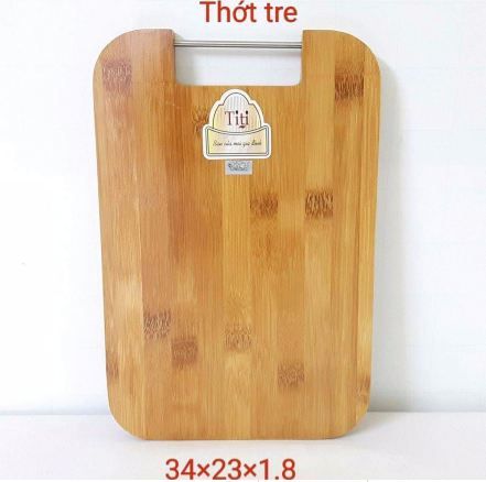 Thớt tre quai inox vừa Tiwood TH3423 (34 x 23 x 1.8 cm)