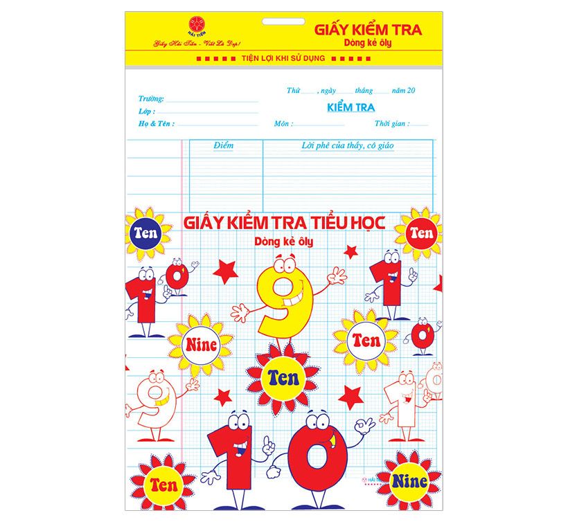 Giấy Kiểm Tra Tiểu Học Hải Tiến (Túi 15 tờ)