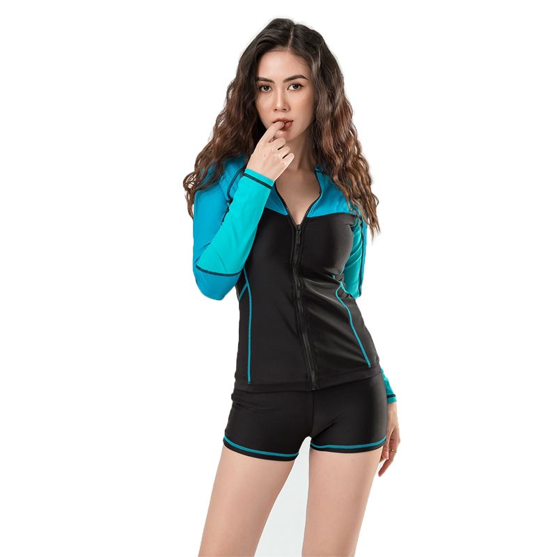 Bộ Bơi Nữ Rời Áo Dài Tay, Quần Đùi Hương Điệp 550
